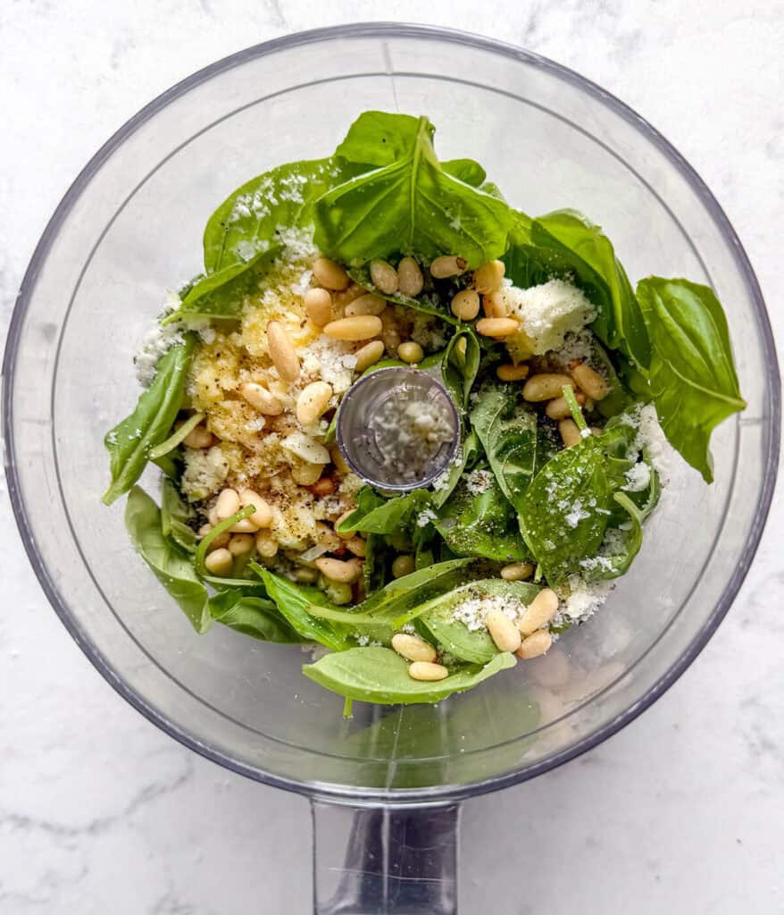 ingredients for basil pesto