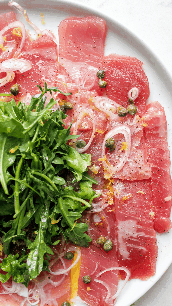plate of tuna carpaccio
