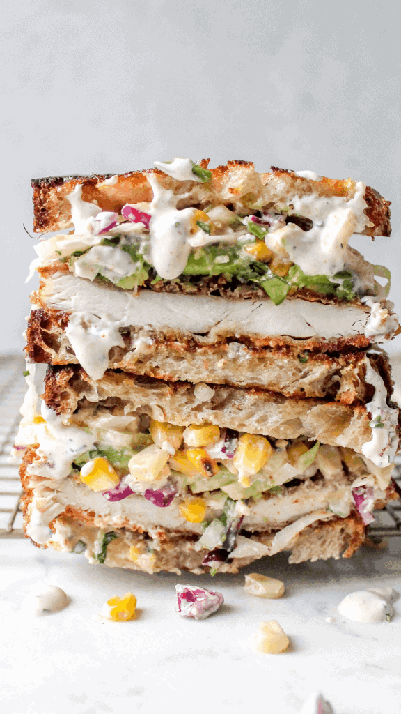 stacked elote ranch crispy chicken sandwich