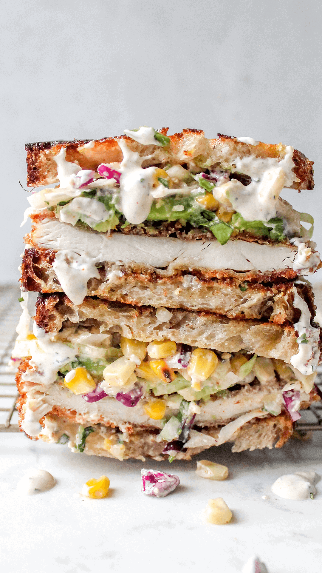 stacked elote ranch crispy chicken sandwich