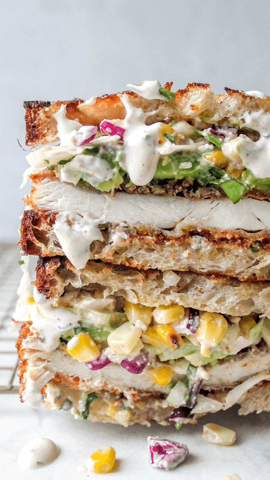 stacked elote ranch crispy chicken sandwich