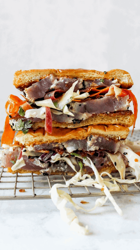 stacked tuna crunch sandwich