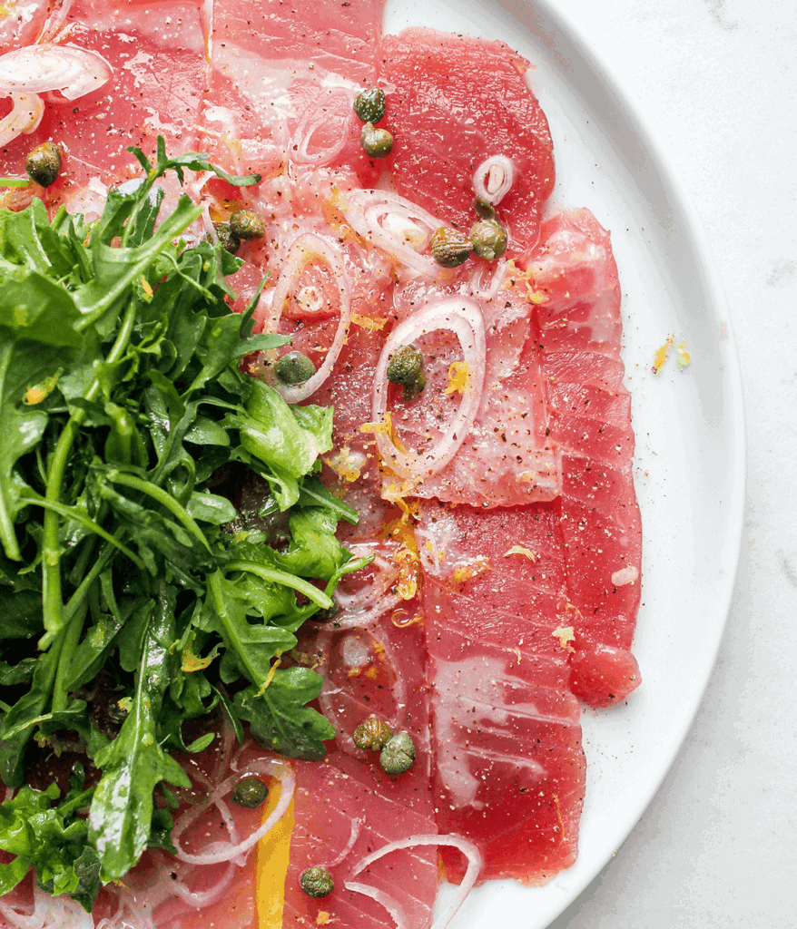 plate of tuna carpaccio
