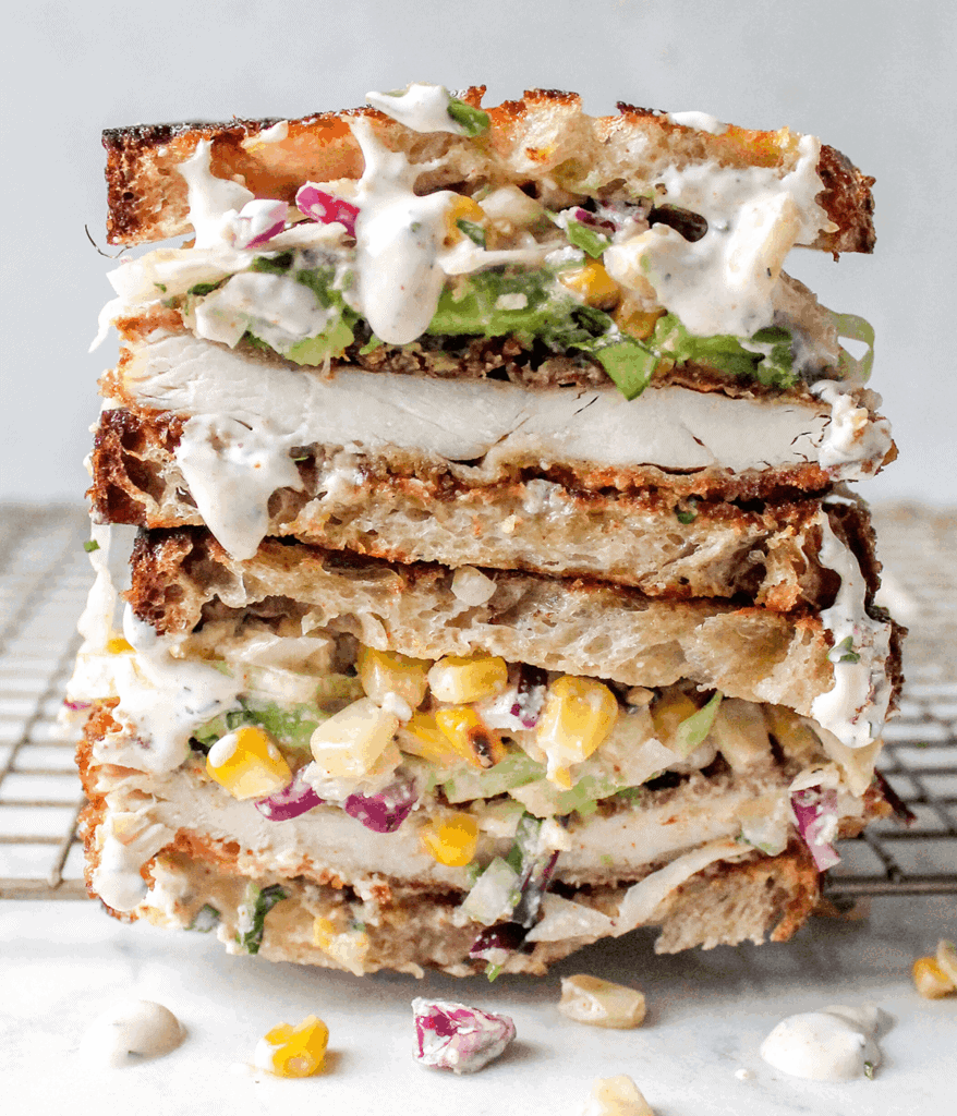 stacked elote ranch crispy chicken sandwich