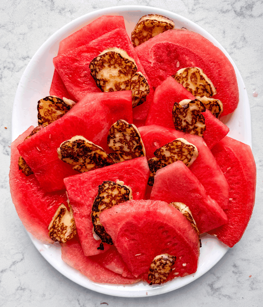 watermelon and halloumi for watermelon halloumi salad
