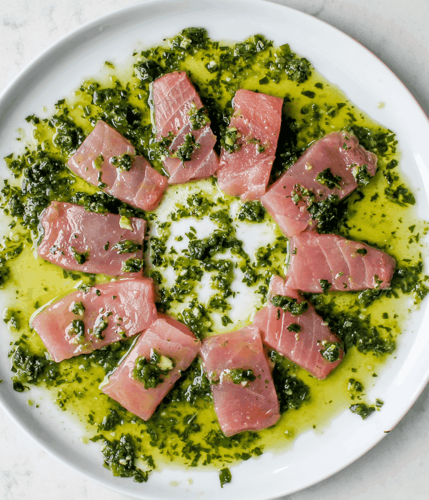 plate of thai tuna crudo