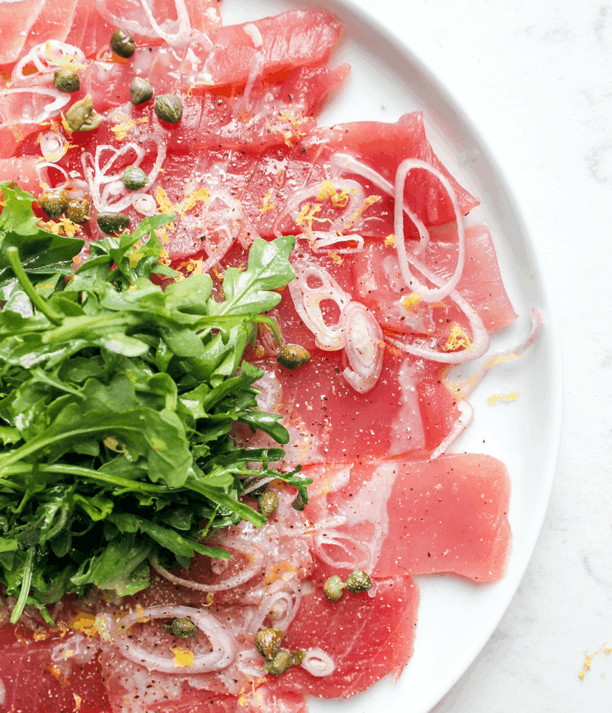 plate of tuna carpaccio