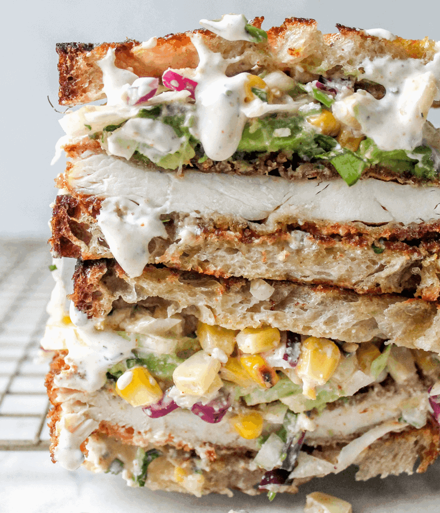 stacked elote ranch crispy chicken sandwich