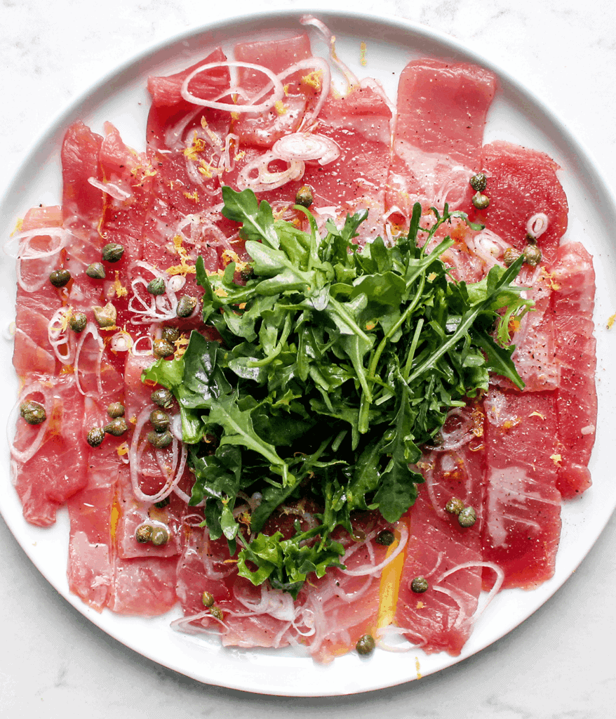 plate of tuna carpaccio
