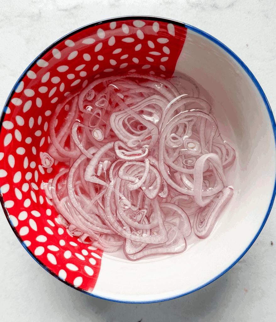 shallots for watermelon halloumi salad
