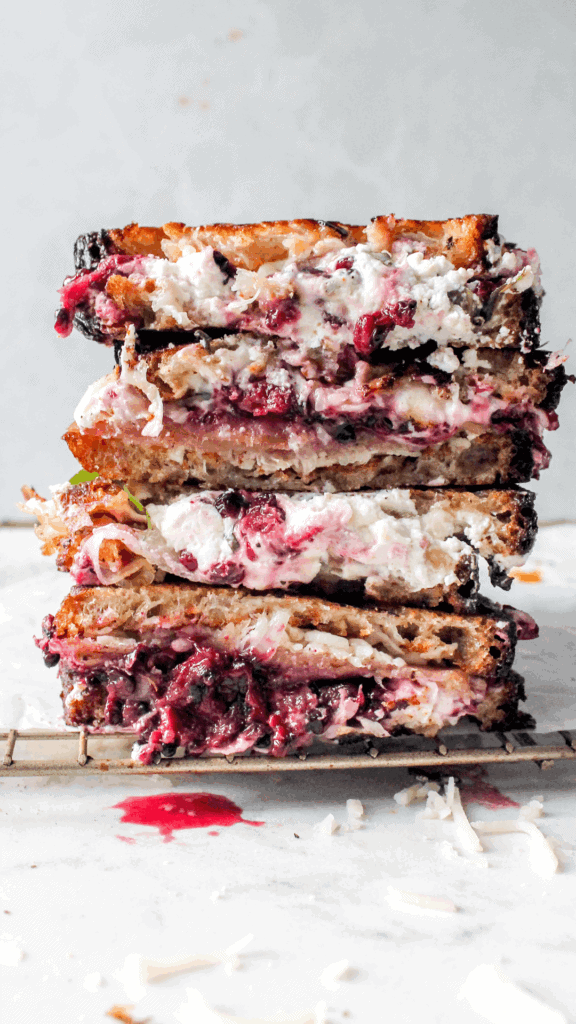 stacked jam and prosciutto goat grilled cheese