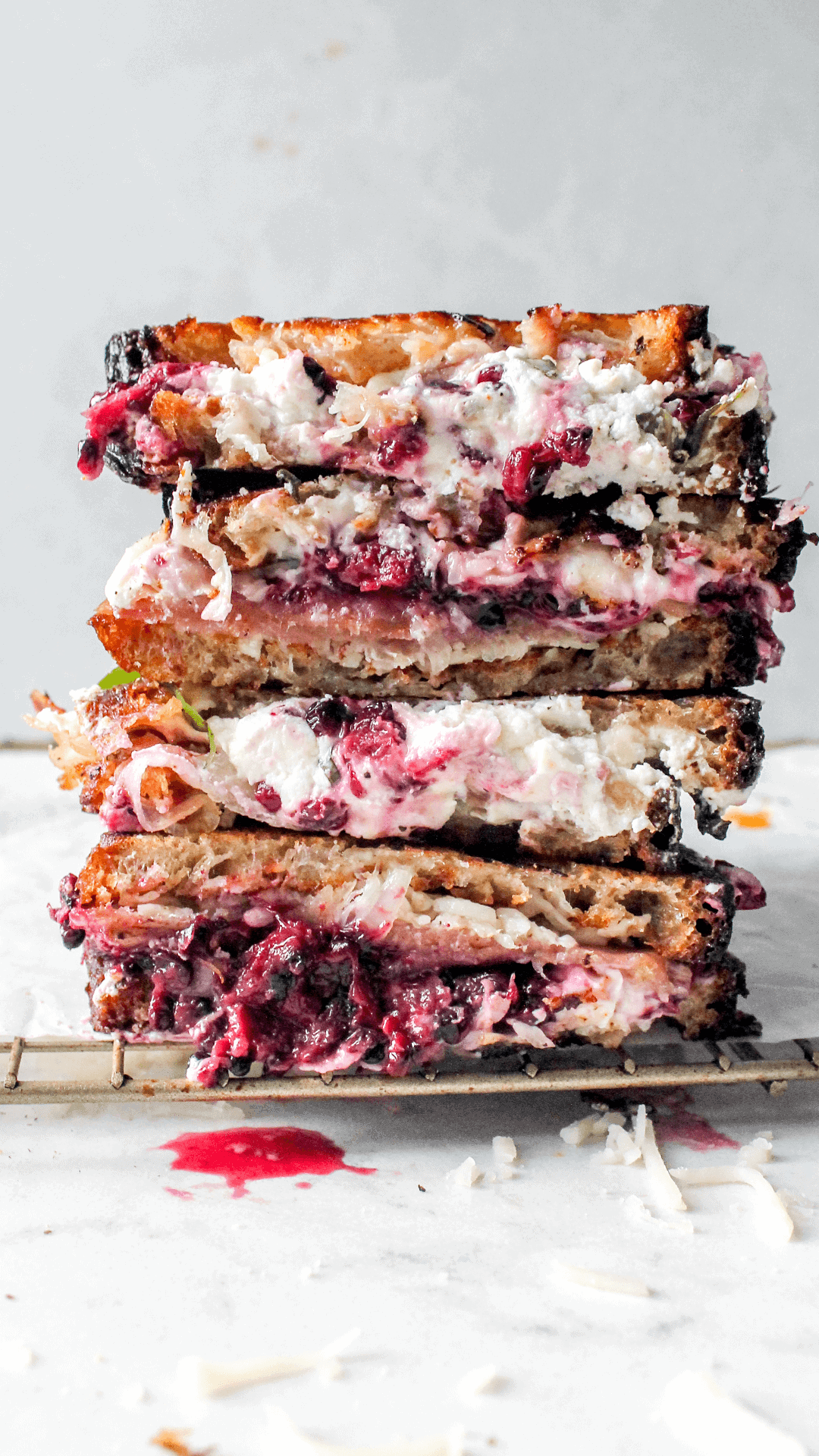 stacked jam and prosciutto goat grilled cheese