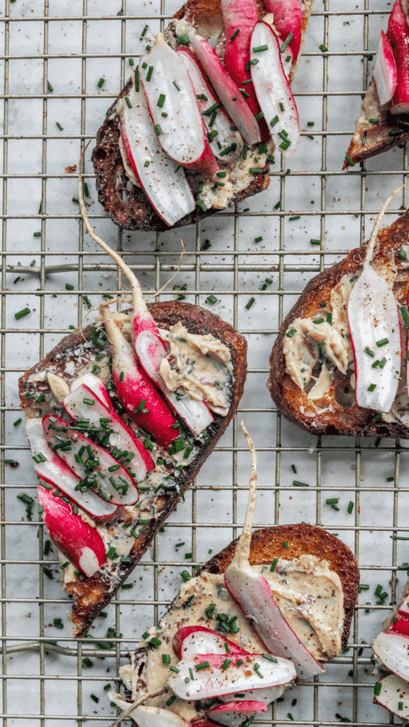 radish butter toasts