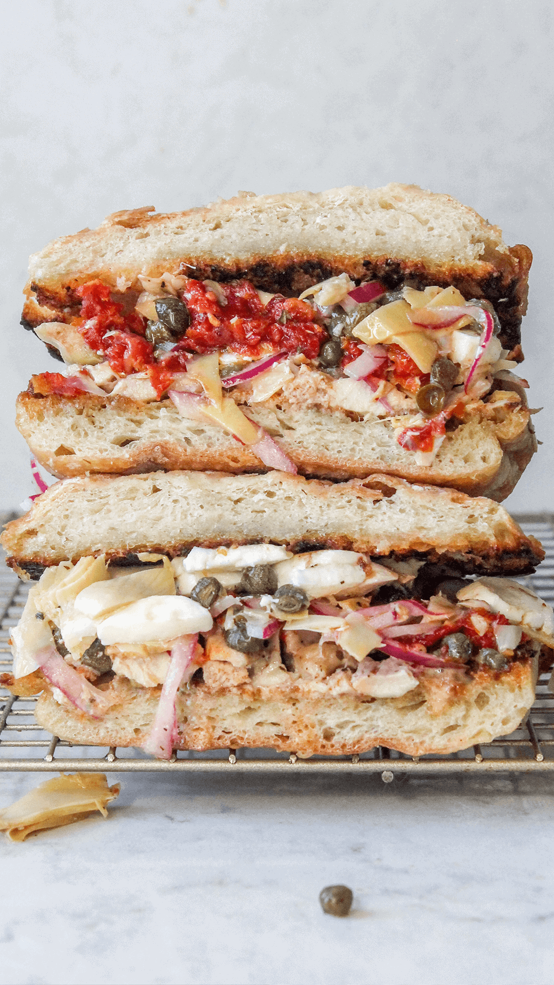 stacked Chicken, Artichoke & Mozzarella Sandwich