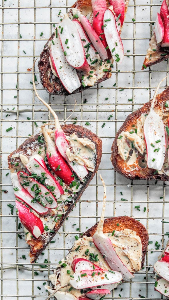 radish butter toasts