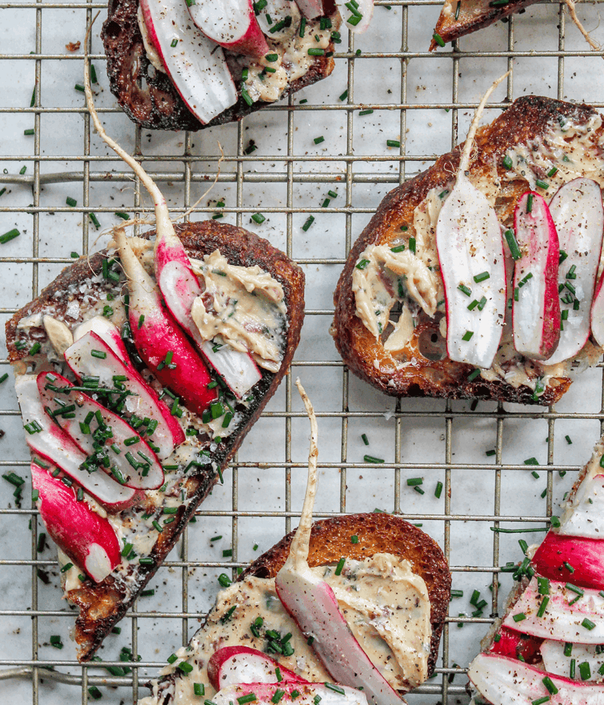 radish butter toasts