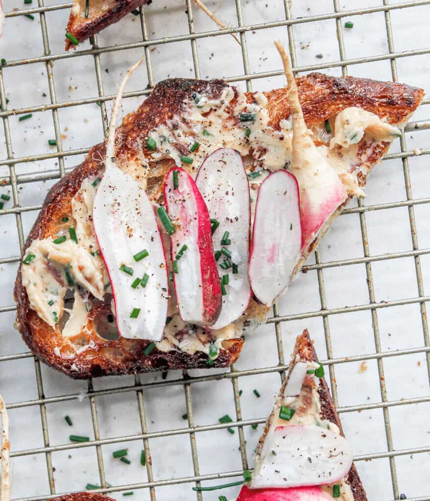radish butter toasts