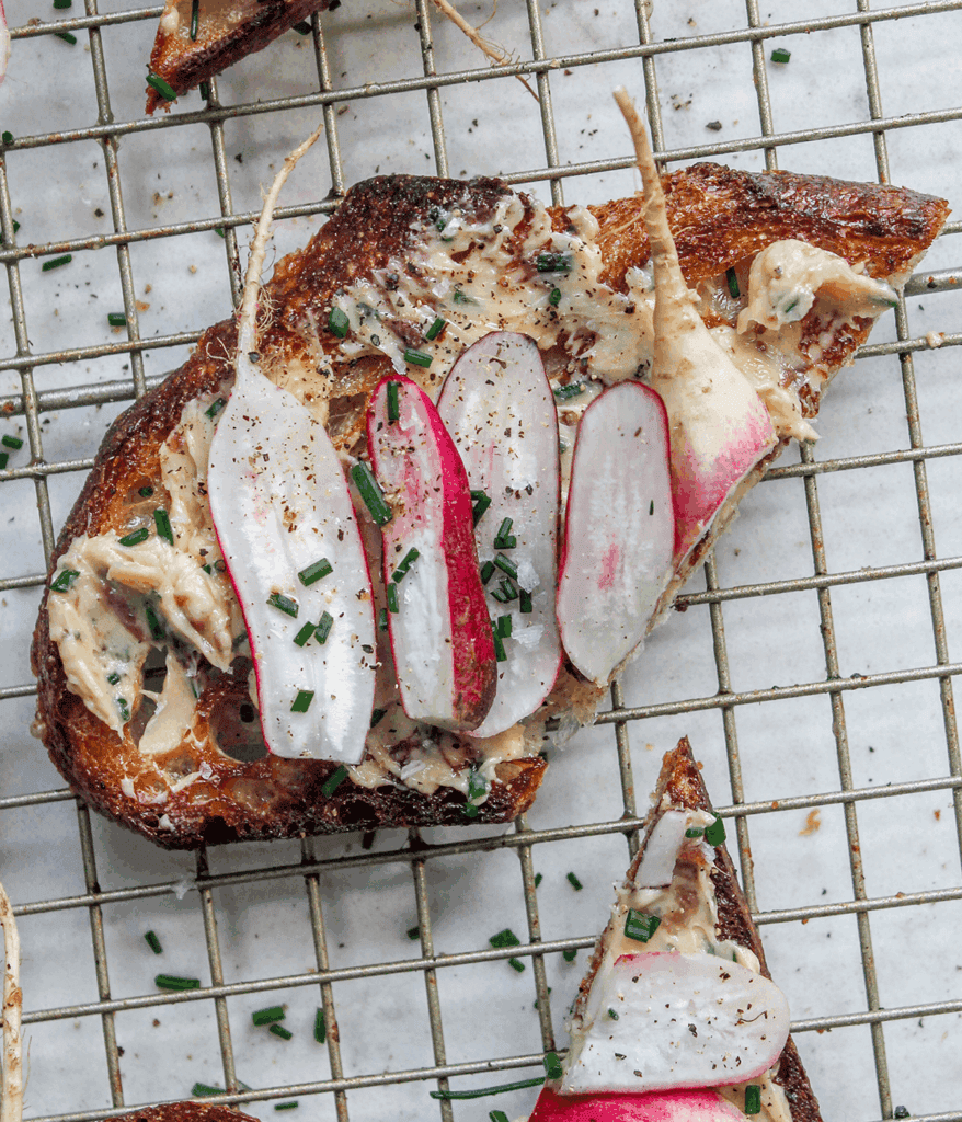 radish butter toasts