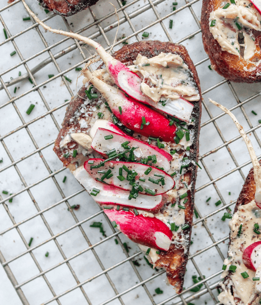 radish butter toasts