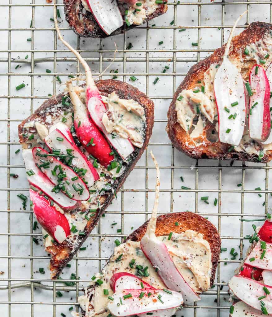 radish butter toasts