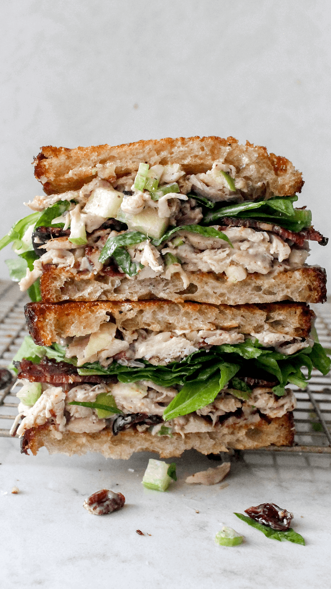 stacked fall chicken salad
